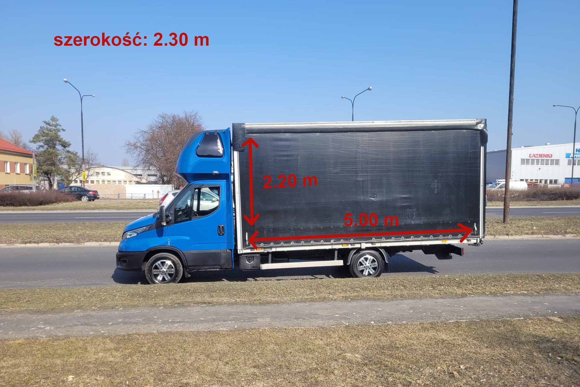 Wymiary przestrzeni ładunkowej pojazdu UK-Transport nr 2 – transport Polska–Anglia
