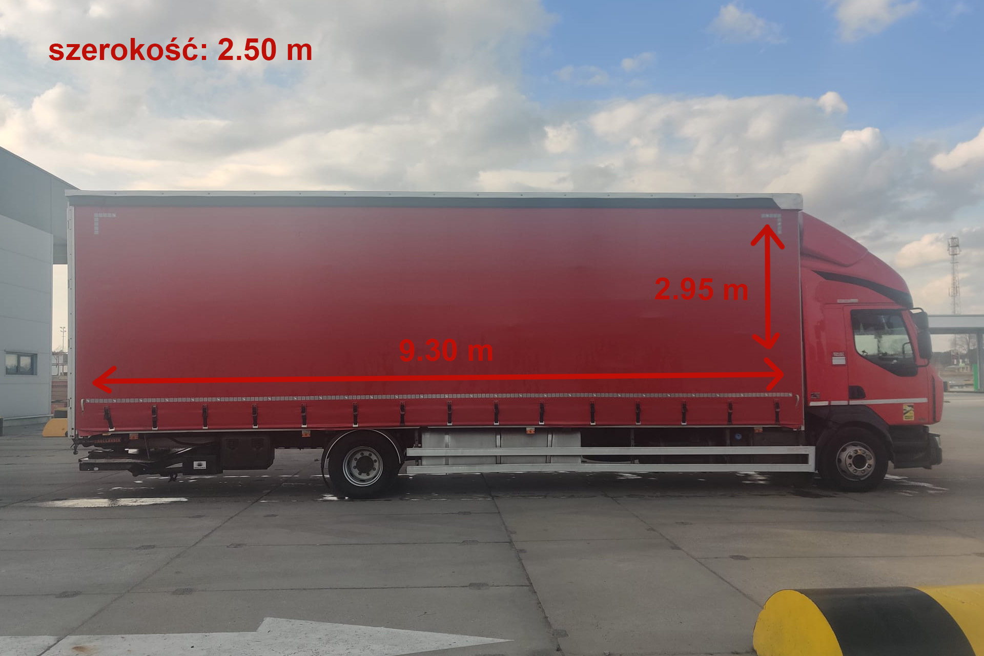 Wymiary przestrzeni ładunkowej pojazdu UK-Transport nr 4 – transport Polska–Anglia